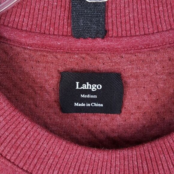 LUNYA Mens Sweatshirt Medium Maroon Pullover Crew RESTORE DOUBLE FACED LAHGO - Picture 3 of 8